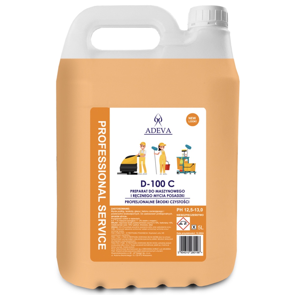 ADEVA D-100 C 5L - PREPARAT MYJĄCO-ODTŁUSZCZAJĄCY 5L