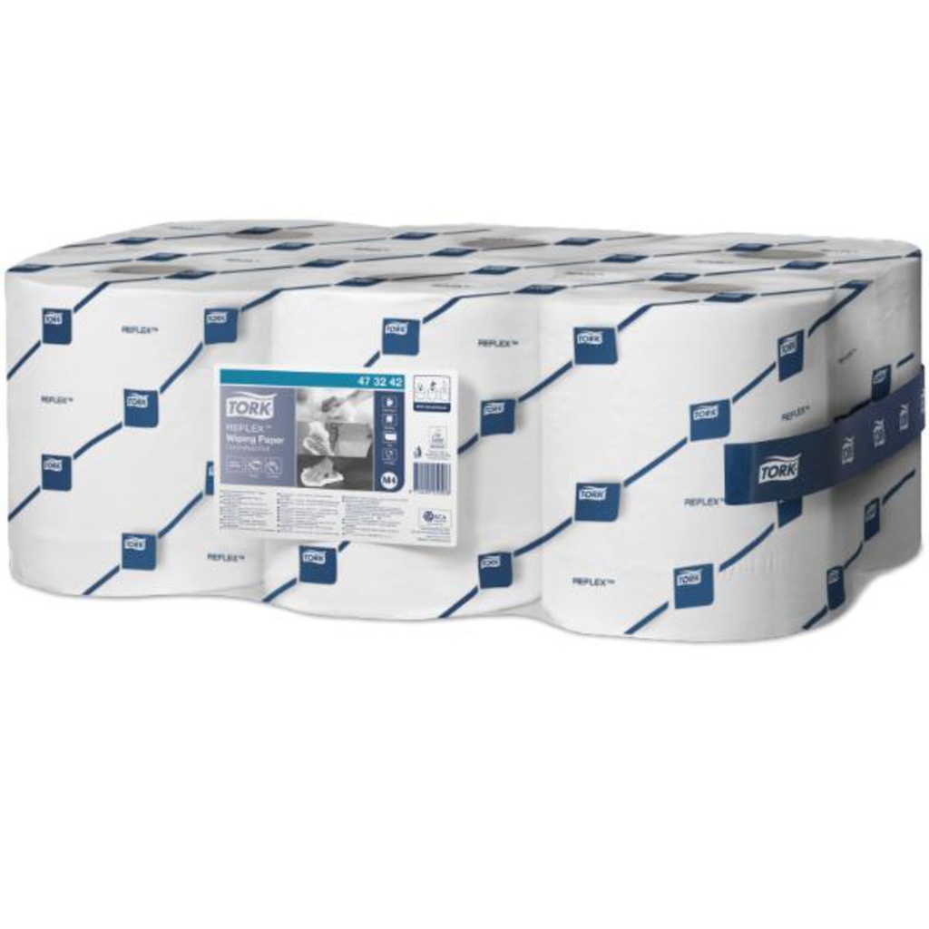 TORK REFLEX WIPING PAPER WHITE 1W (6ROL) #473242